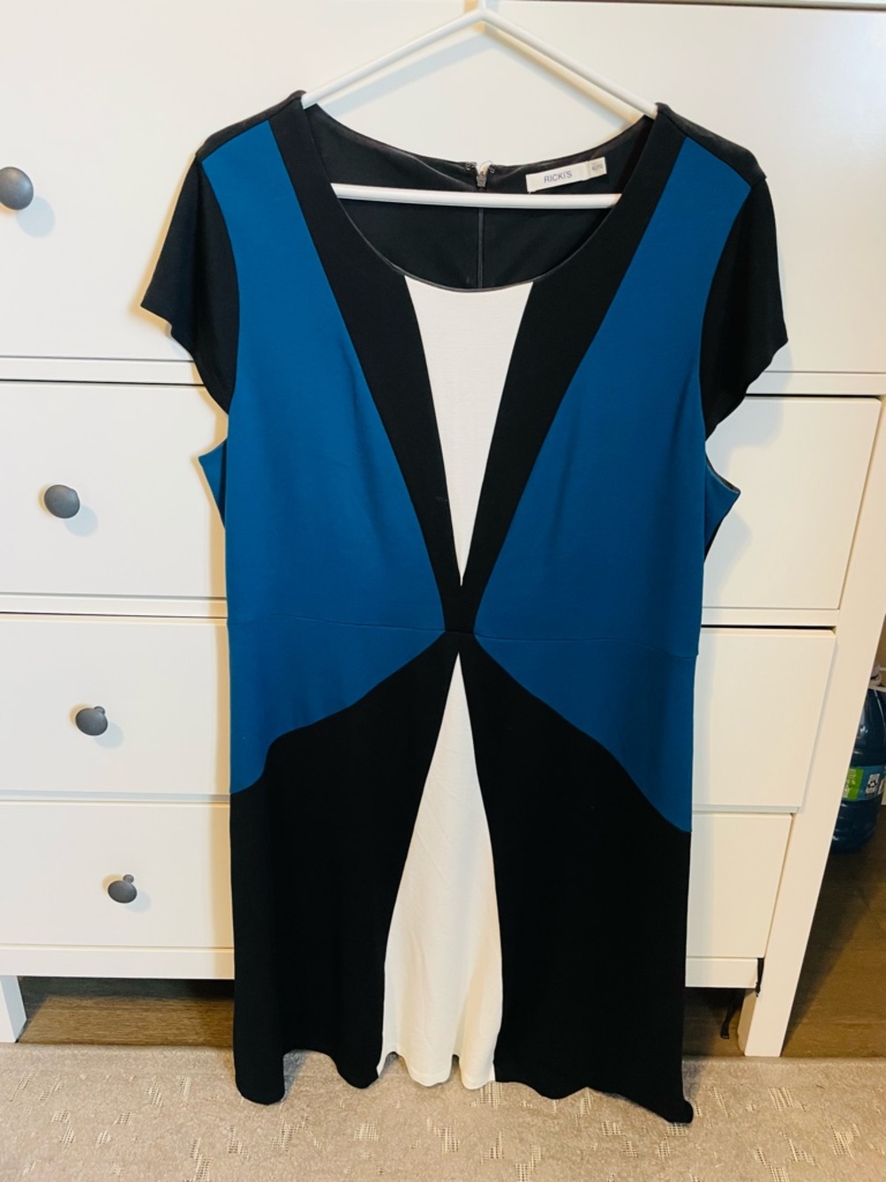 Ricki's Blue, Black & White Panel Shift Dress